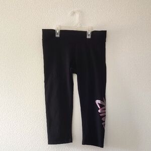 Zumba Fitness Women's Cropped Black Leggings with Pink logo Size Medium
